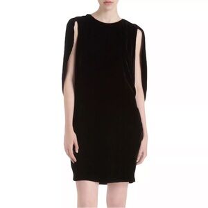 Fendi Black Velvet Cape Shift Dress Women Size IT 38 / US 2 XS Sleeveless Italy